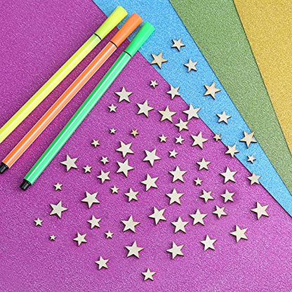 LUTER 500 x Handmade Wooden Star Embellishments Unfinished Cutout Blank Wooden Star Slices Embellishments for Christmas, Wedding, Party, DIY