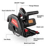 Eastvolt 6-1/2" Plunge-cut Track Saw, 0-45°Bevel Adjustment, 5500RPM Plunge Circular Saw for Wood Cutting Eastvolt
