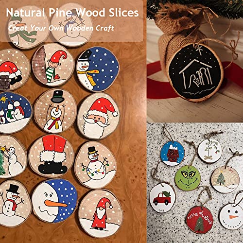 40 Pcs Unfinished Natural Wood Slices - 2-2.4" - DIY Wood Kit with Bark - for Wooden Crafts Wedding Decorations Christmas Decorations FORLAND