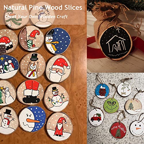 40 Pcs Unfinished Natural Wood Slices - 2-2.4" - DIY Wood Kit with Bark - for Wooden Crafts Wedding Decorations Christmas Decorations - WoodArtSupply