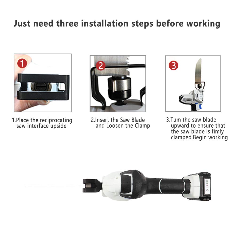 12V Cordless Reciprocating Saw with 2x Wood Blades Includes 2.0Ah Battery, Smart Charger and USB Power Source - WoodArtSupply