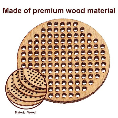 Amosfun 20pcs Wooden Hanging Circle Wooden Cross Stitch Plate Mini Embroidery Template for DIY Crafts Wedding Christmas Hanging Decor Amosfun