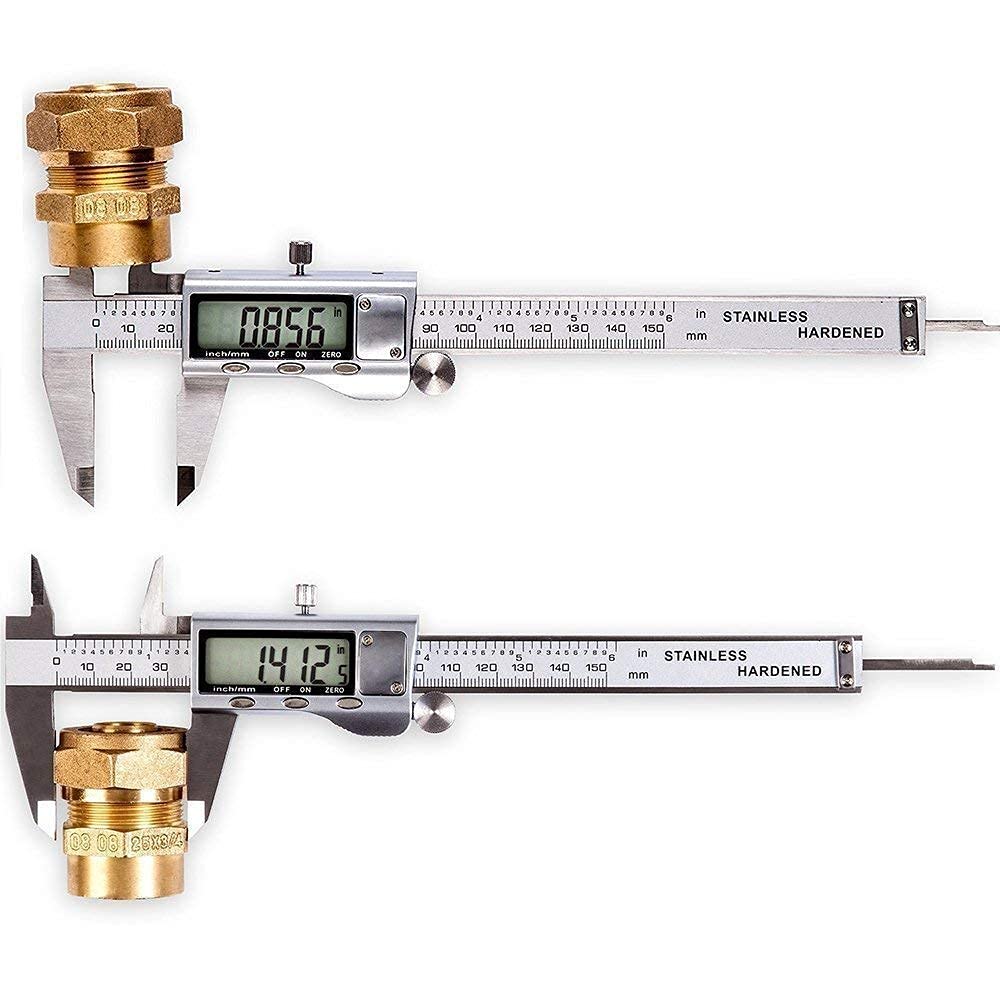 Digital Caliper, Caliper Measuring Tool with Stainless Steel, Electronic Micrometer Caliper with Large LCD Screen, Auto-Off Feature, Inch and - WoodArtSupply