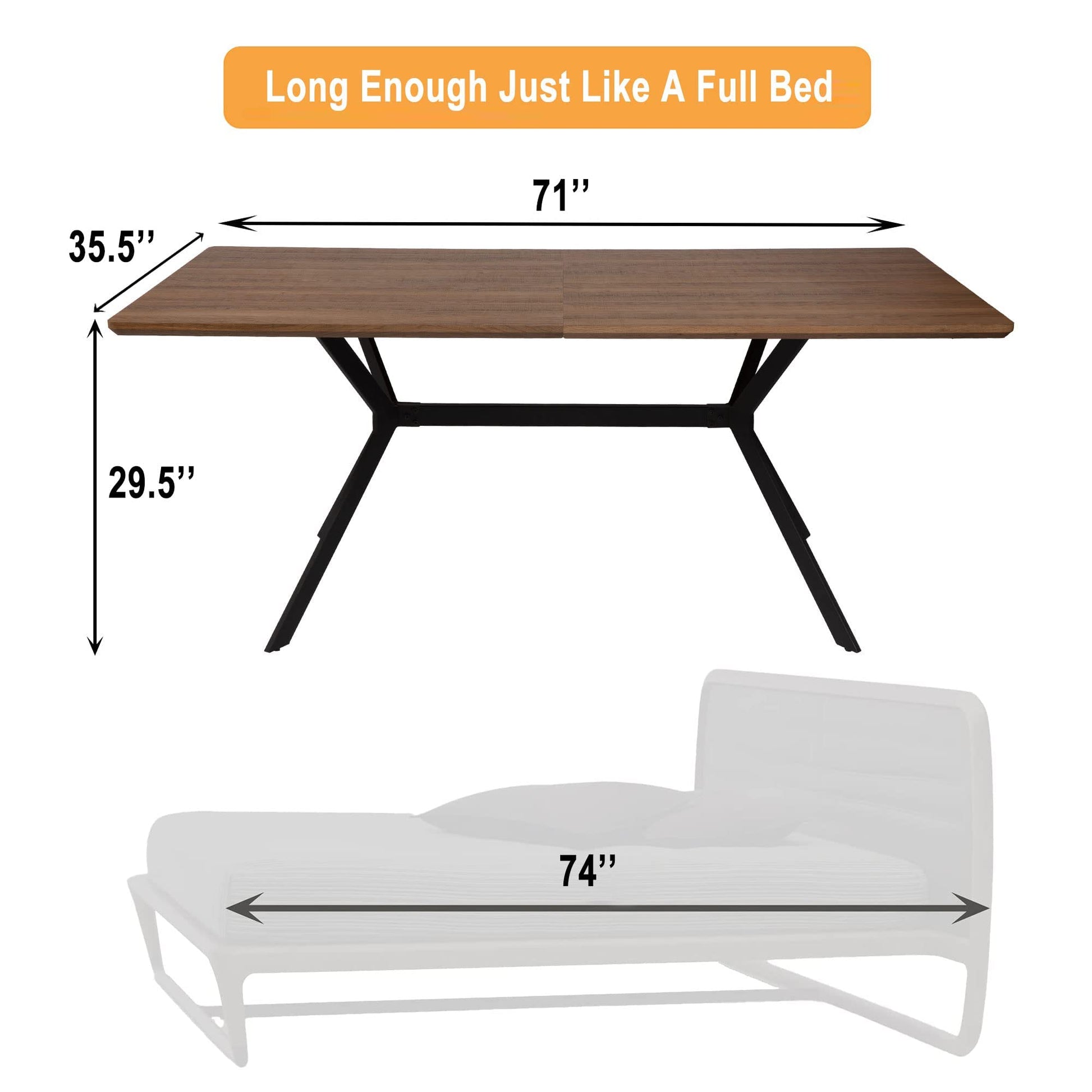 LUCKYERMORE 71"x35.5" Dining Table for 6-8 Mid-Century Modern Rectangle Wood Kitchen Table Farmhouse Dining Table for Dining Room Balcony Cafe Bar - WoodArtSupply