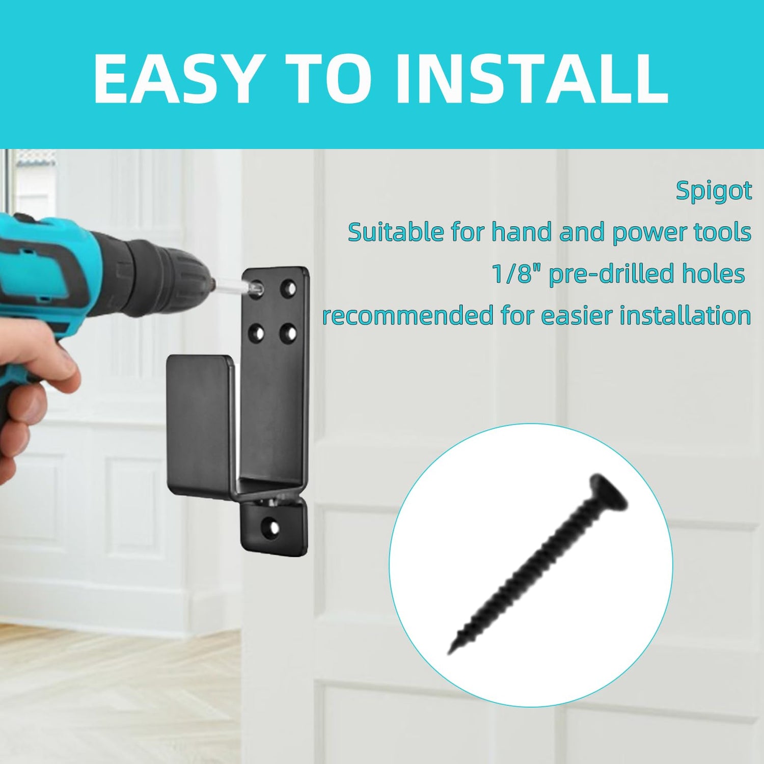 4 Pcs Door Barricade Brackets, Door Metal Bar Bracket for 2X4 Lumber Door Brace Security Bar as Home, Barn, Shed, Garage, Gate Security Door Tefola