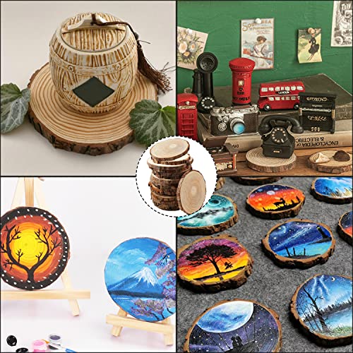 FSWCCK 17 PCS Unfinished Wood Slices for centerpieces 5.1-5.5 Inch,Round Wooden Discs with Tree Bark,Wood Cookies Circles for Crafts Christmas FSWCCK