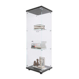 Beauty4U Elegant Black One-Door Glass Display Cabinet with 3 Shelves for Stylish Home Collection Storage Beauty4U