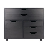 Winsome Wood Halifax Cabinet/Cupboard, 2 Large Drawer with 3 Small Drawer, Black Winsome