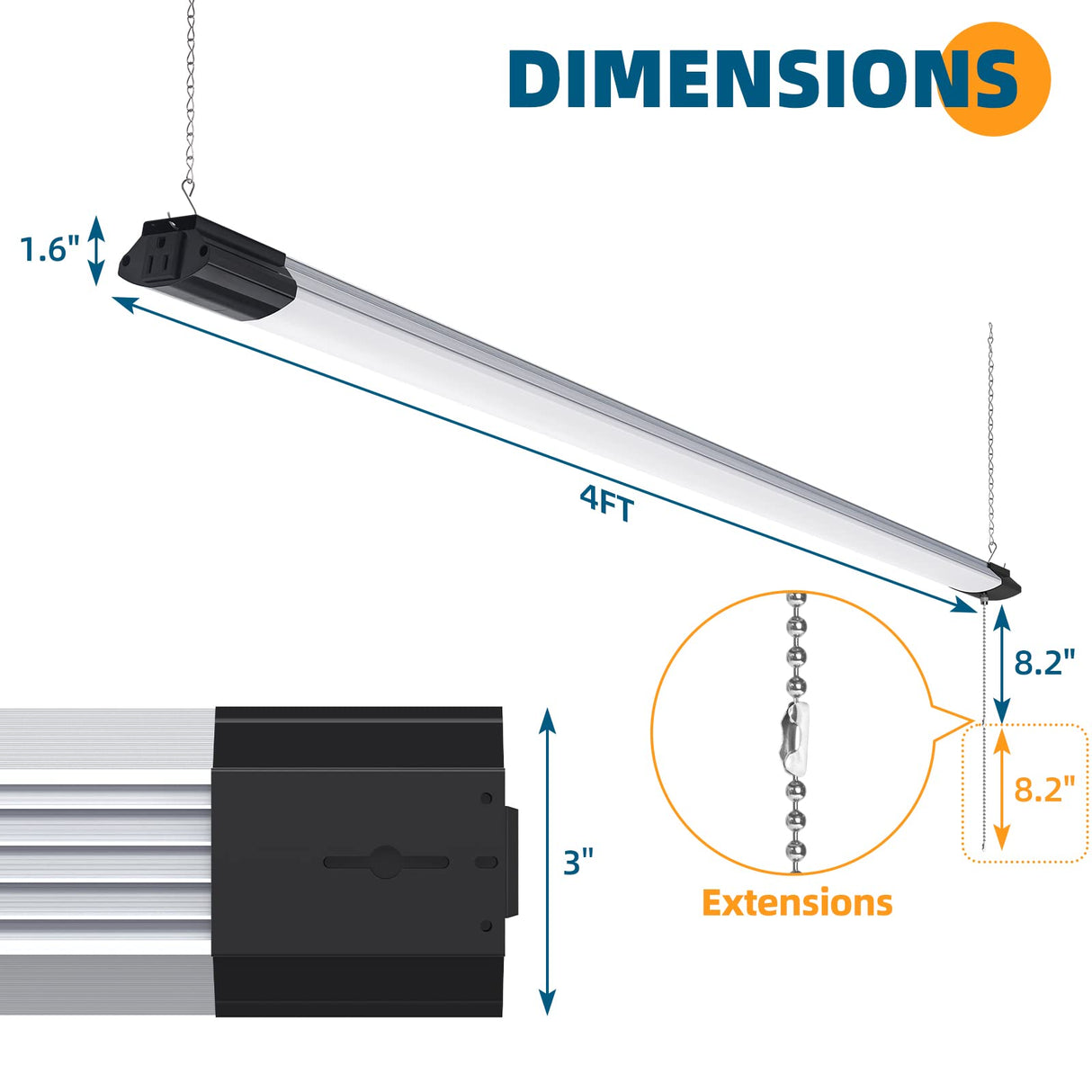 Barrina LED Shop Light for Garage, 10000LM, 84W, 4FT, 5000K Linkable Light Fixture for Workshop, Basement, Hanging or FlushMount, Heat Dissipation, Barrina