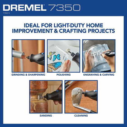 Dremel 7350-5 Cordless Rotary Tool Kit, Includes 4V Li-ion Battery and 5 Rotary Tool Accessories - Ideal for Light DIY Projects and Precision Work - WoodArtSupply