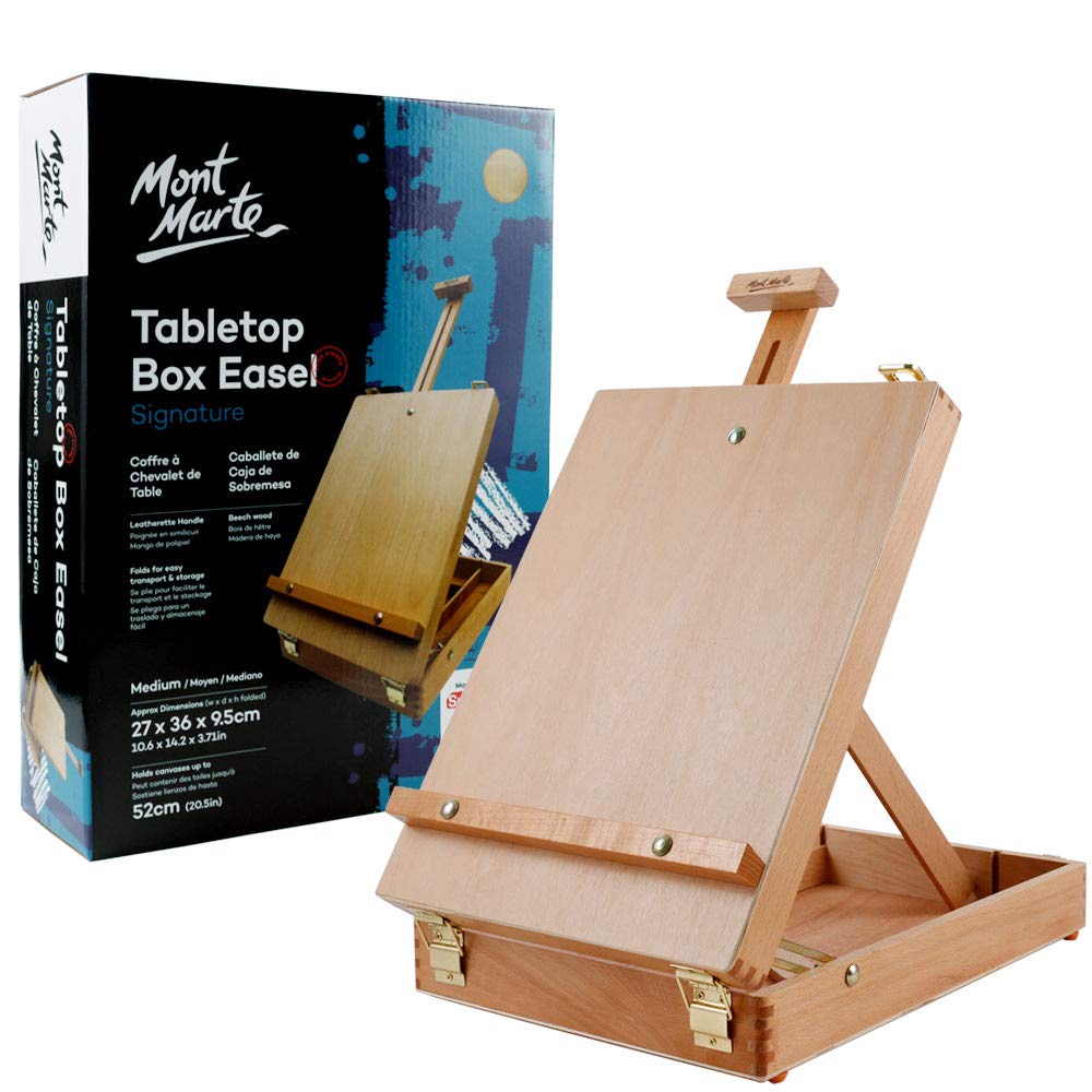 Mont Marte Tabletop Easels for Painting, Desk Box Easels for Kids Adults&Artists,Beech Wood MONT MARTE