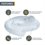 POWERTEC 70111 4" x 10' PVC Dust Collection Hose for Dust Collector for Woodworking and Shop Vacuum, 4 Inch Dust Collector Hose for Dust Collection POWERTEC