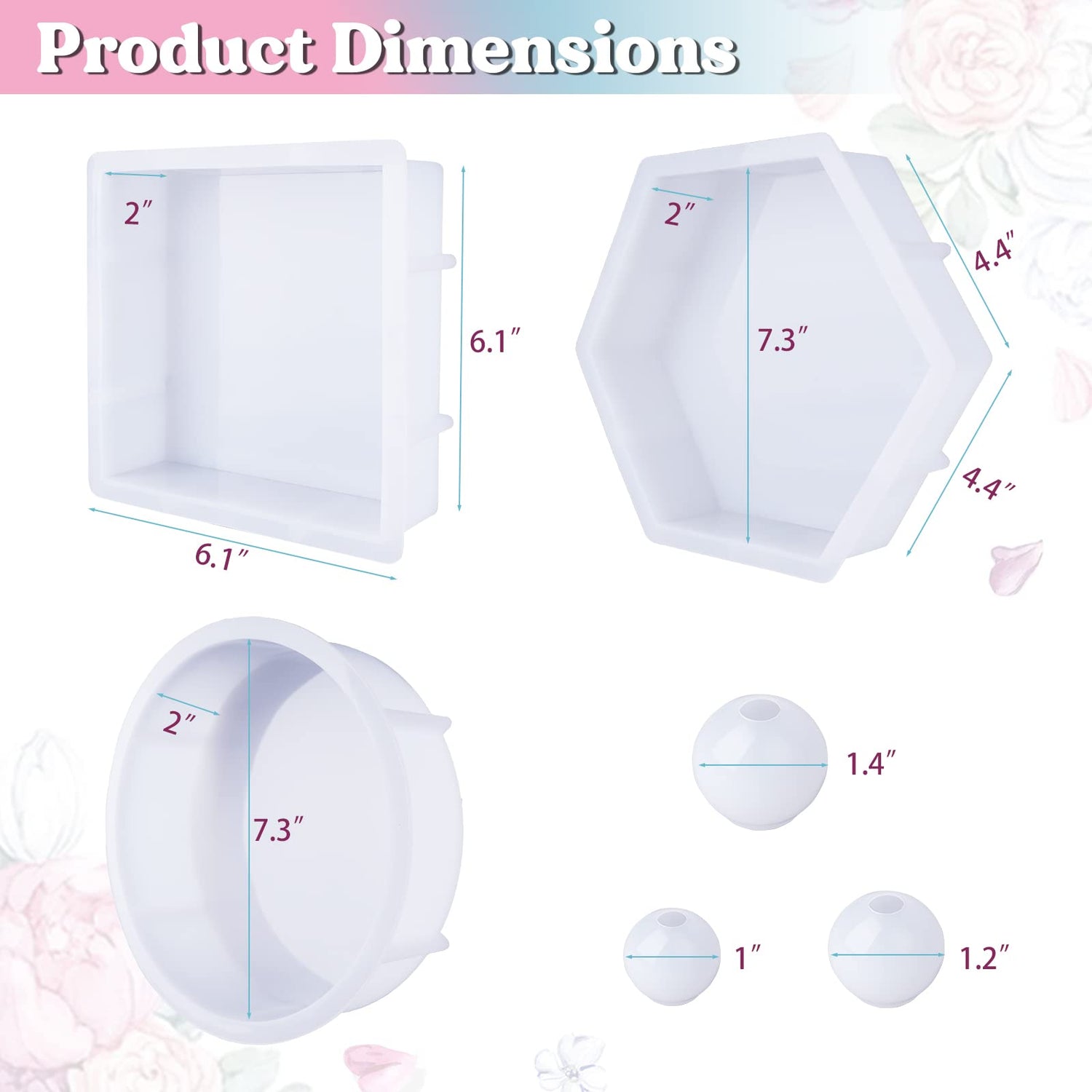 LET'S RESIN Upgrade Epoxy Resin Molds,Large Resin Molds for Flowers Preservation,Glossy Deep Hexagon Square Round Silicone Molds for Resin LET'S RESIN