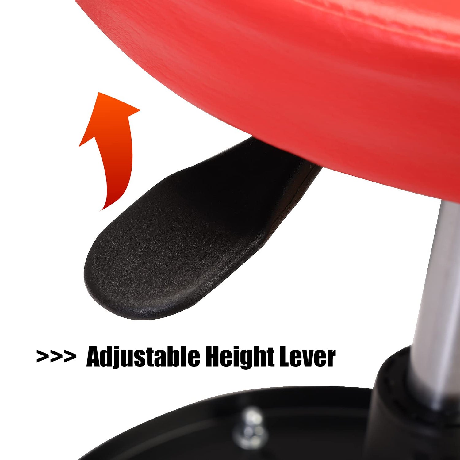 BIG RED ATRHL6201R Torin Heavy Duty Rolling Pneumatic Creeper Garage/Shop Seat: Padded Adjustable Mechanic Stool with Tool Tray Storage, Red BIG RED