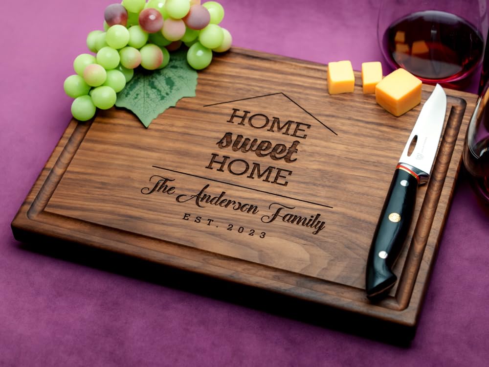 Straga Personalized Cutting Boards | Handmade Wood Engraved Charcuterie | Custom Housewarming, Home Purchase Gift for Homeowners, Real Estate Agents Straga