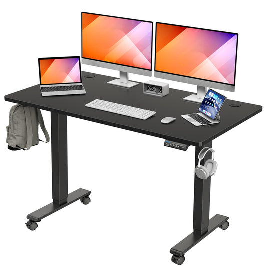 MOUNTUP 55x28 Inches Electric Height Adjustable Standing Desk, Sit Stand Desk with Memory Controller, Ergonomic Stand Up Desk for Home Office with - WoodArtSupply