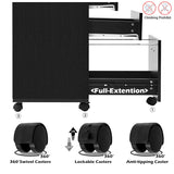 Panana 3 Drawer Wood Mobile File Cabinet, Under Desk Storage Drawers Small File Cabinet for Home Office (Black) Panana