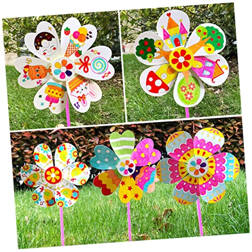 FUNOMOCYA 8pcs Hand-Painted Windmill White Craft Pinwheels Kids Hand Windmill Pinwheel Toy Unfinished Pinwheels DIY Paper Windmills Pinwheels Crafts FUNOMOCYA