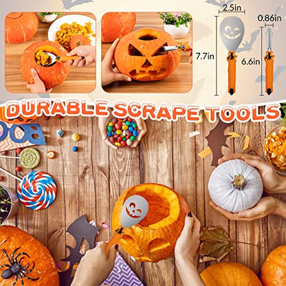 WANNTS Pumpkin Carving Kit Halloween, Safe and Easy Set for Kids, DIY Stainless Steel Tools Halloween Decoration Jack-O-Lanterns, Gift Halloween(24