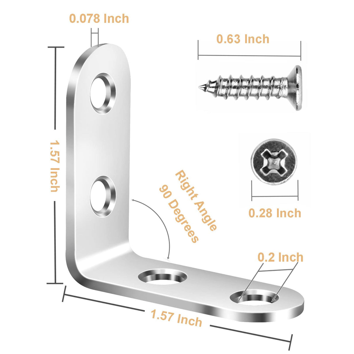 16PCS L Brackets Corner Braces Pndbnq 304 Stainless Steel 90 Degree Right Angle Brackets Waterproof Metal Shelf Support Brackets for DIY Wood Frame pndbnq