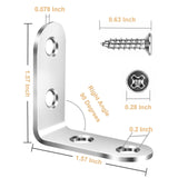 16PCS L Brackets Corner Braces Pndbnq 304 Stainless Steel 90 Degree Right Angle Brackets Waterproof Metal Shelf Support Brackets for DIY Wood Frame pndbnq