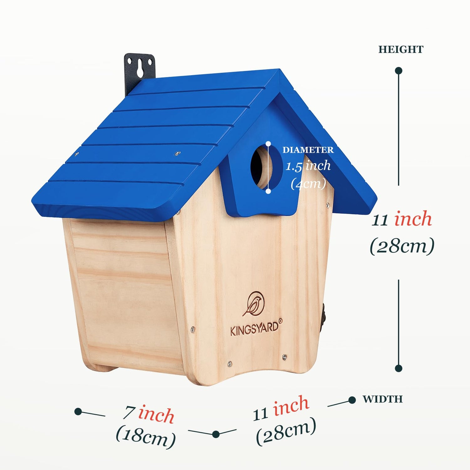Kingsyard Wooden Bluebird House, Bird House with Predator Guard, Nesting Box Birdhouse for Outside Wild Bird Watching, Royal Blue Kingsyard