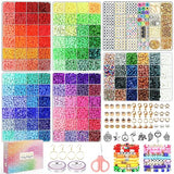 Paodey 20,000 Pcs Clay Beads Bracelet Making Kit, 120 Colors 6 Boxes Polymer Beads Spacer Heishi Beads & Jewelry Kit with Pendant Charms Elastic Paodey
