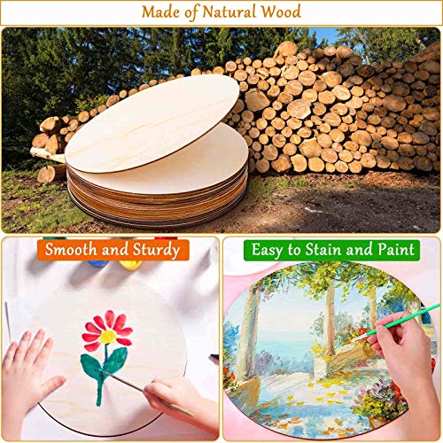 20 Pieces 12 Inch Round Wood Discs for Crafts, Audab Unfinished Wood Circles Wood Rounds Wooden Cutouts for Crafts, Door Hanger, Door Design and Audab