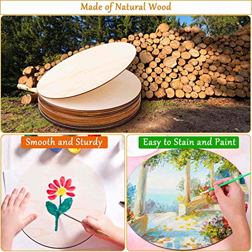  Round Wood Discs for Crafts, Audab 5 Pack 14 Inch Wood Circles  Unfinished Wood Rounds Plaque for Door Hanger, Door Design, Wood Burning