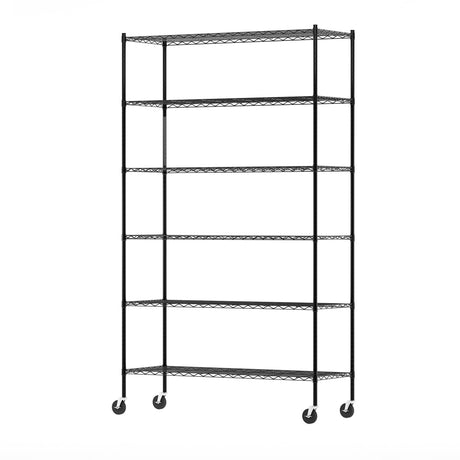 Furinno Wayar Metal Storage Shelf Rack, 6 Tiers, 48-Inch Taller, Black Furinno