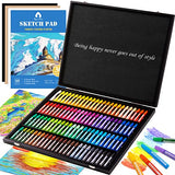 Oil Pastels, 100 Pieces Deluxe Wooden Pastels Art Supplies Set with Blessing, 3-Color Sketch Pad Included, Creative Gift Box for Kids Artists Adults VigorFun