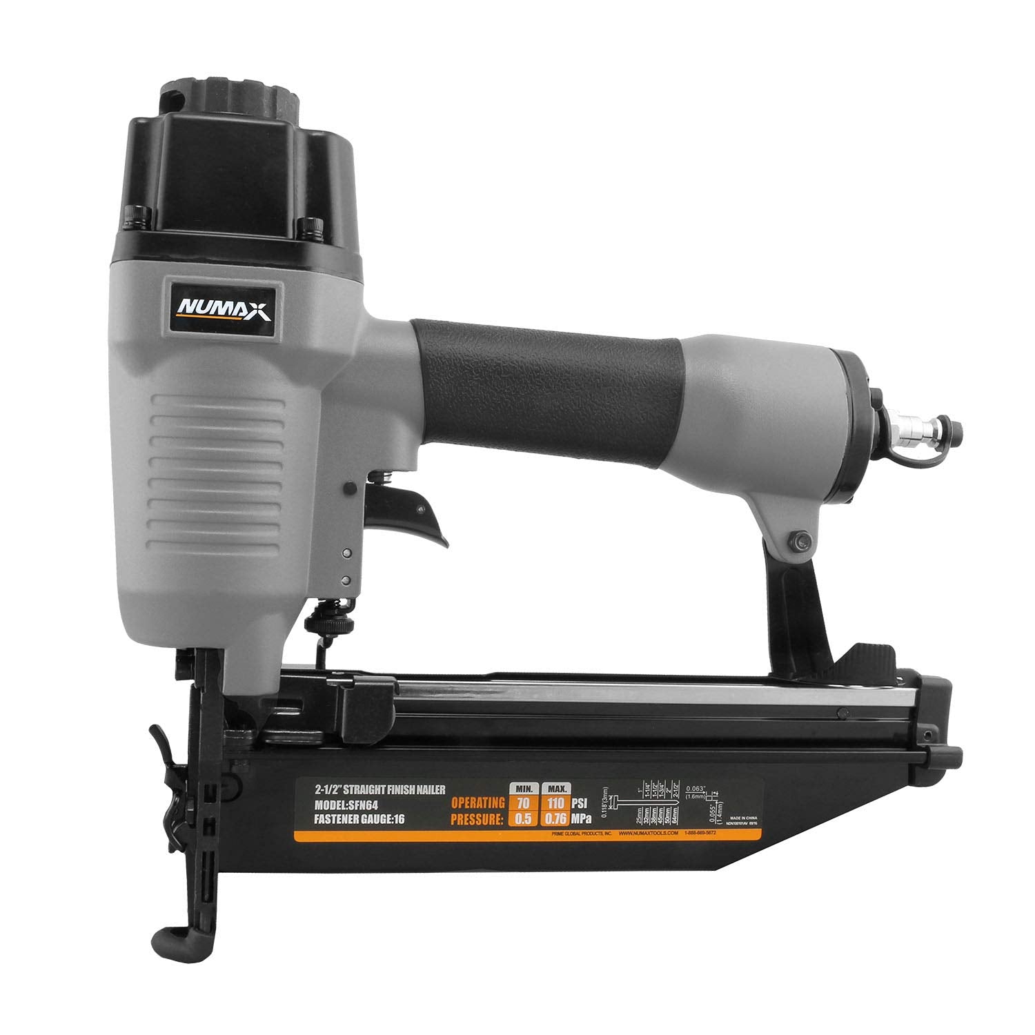 NuMax SFN64 Pneumatic 16-Gauge 2-1/2" Straight Finish Nailer - WoodArtSupply