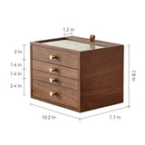 CHOSIN Black Walnut Wooden Jewelry Box for Women Classical Solid Wooden 4-Layer with Glass Lid and Pull-out Necklace Storage Layer Watch Necklace CHOSIN