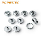 POWERTEC 10Pcs Solid Router Template Bushing Guides Sets 5/16 to 1 Inch with Molded Carrying Case. Fits All Porter Cable Style Router Sub Bases. POWERTEC