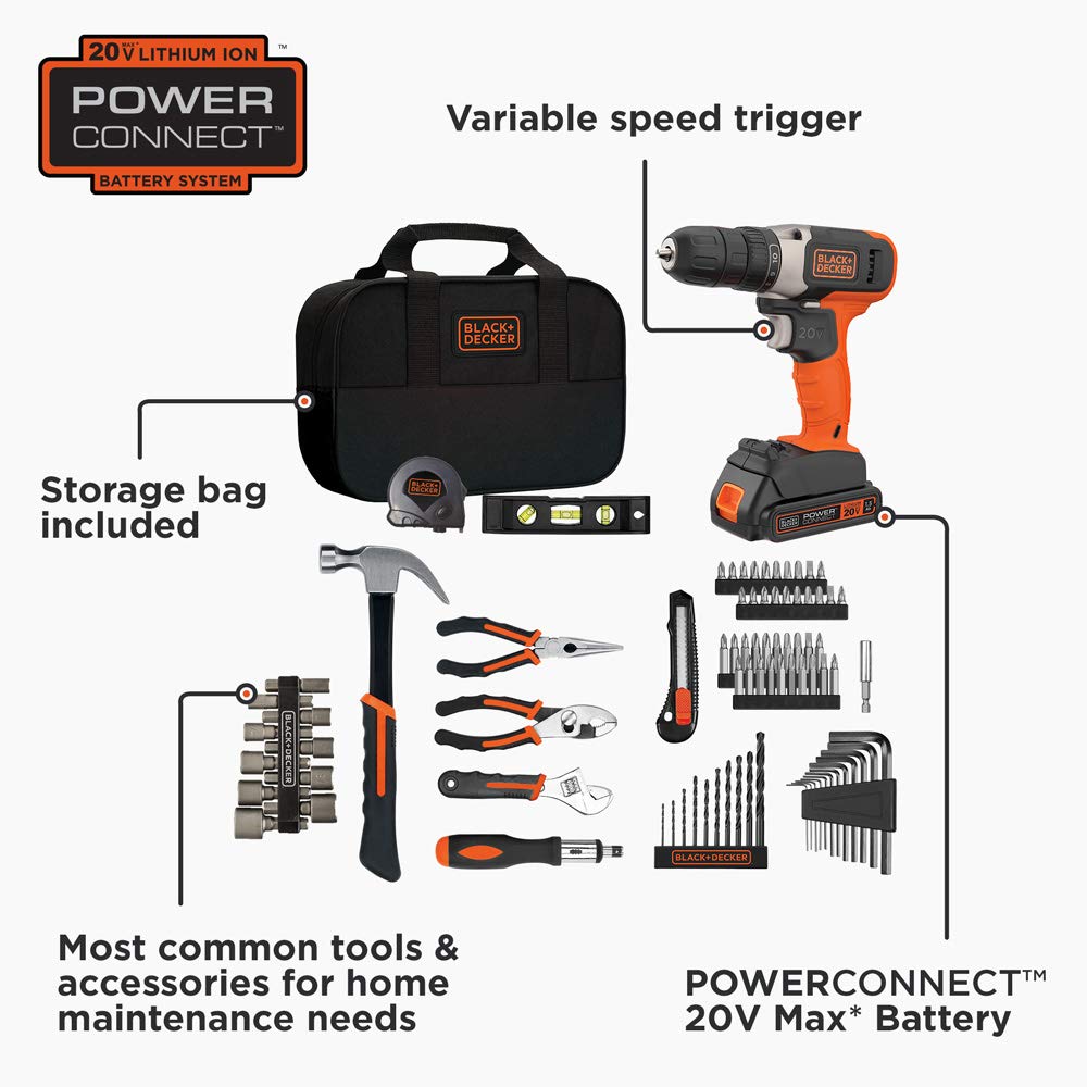 beyond by BLACK+DECKER Home Tool Kit with 20V MAX Drill/Driver, 83-Piece (BDPK70284C1AEV) beyond