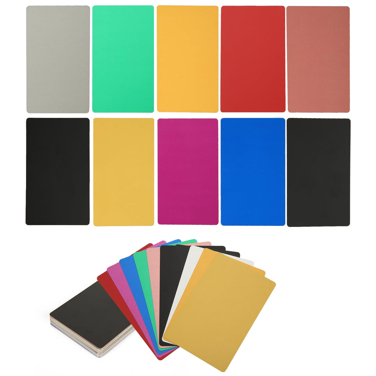 FVIEXE 300PCS Metal Business Card Blanks for Laser Engraving, 0.21mm Thick Multicolor Sublimation Aluminum Business Cards Name Cards Metallic DIY FVIEXE