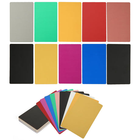 FVIEXE 300PCS Metal Business Card Blanks for Laser Engraving, 0.21mm Thick Multicolor Sublimation Aluminum Business Cards Name Cards Metallic DIY FVIEXE