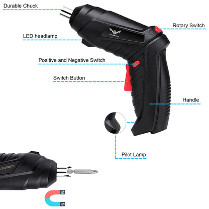 JENABOM 8 in 1 Electric Screwdriver, 3.6V Cordless Drill Screwdriver Rechargeable, 3.5N·m Max Torque Electric Screw Gun with 6 Accessory Kit, Micro - WoodArtSupply