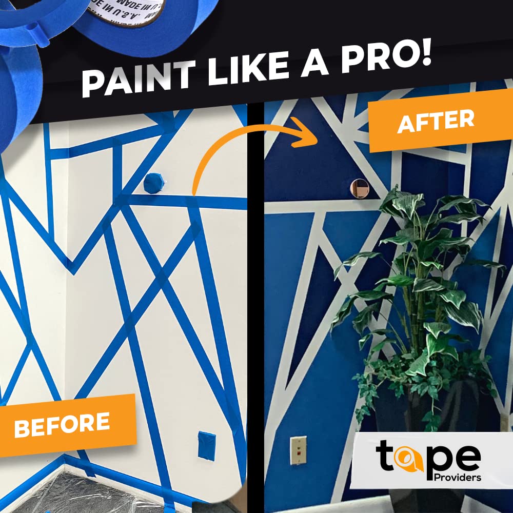 WOD PMT21B Blue Painter’s Tape - 2 inch x 60 yds. Thick & Wide Masking Tape for Safe Wall Painting, Building, Remodeling, Labeling, Edge Finishing WOD Tape