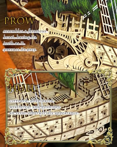 Challenging Flying Dutchman 3D Wooden Pirate Ship Puzzle Kit for Adults - Perfect Gift for Enthusiasts - WoodArtSupply