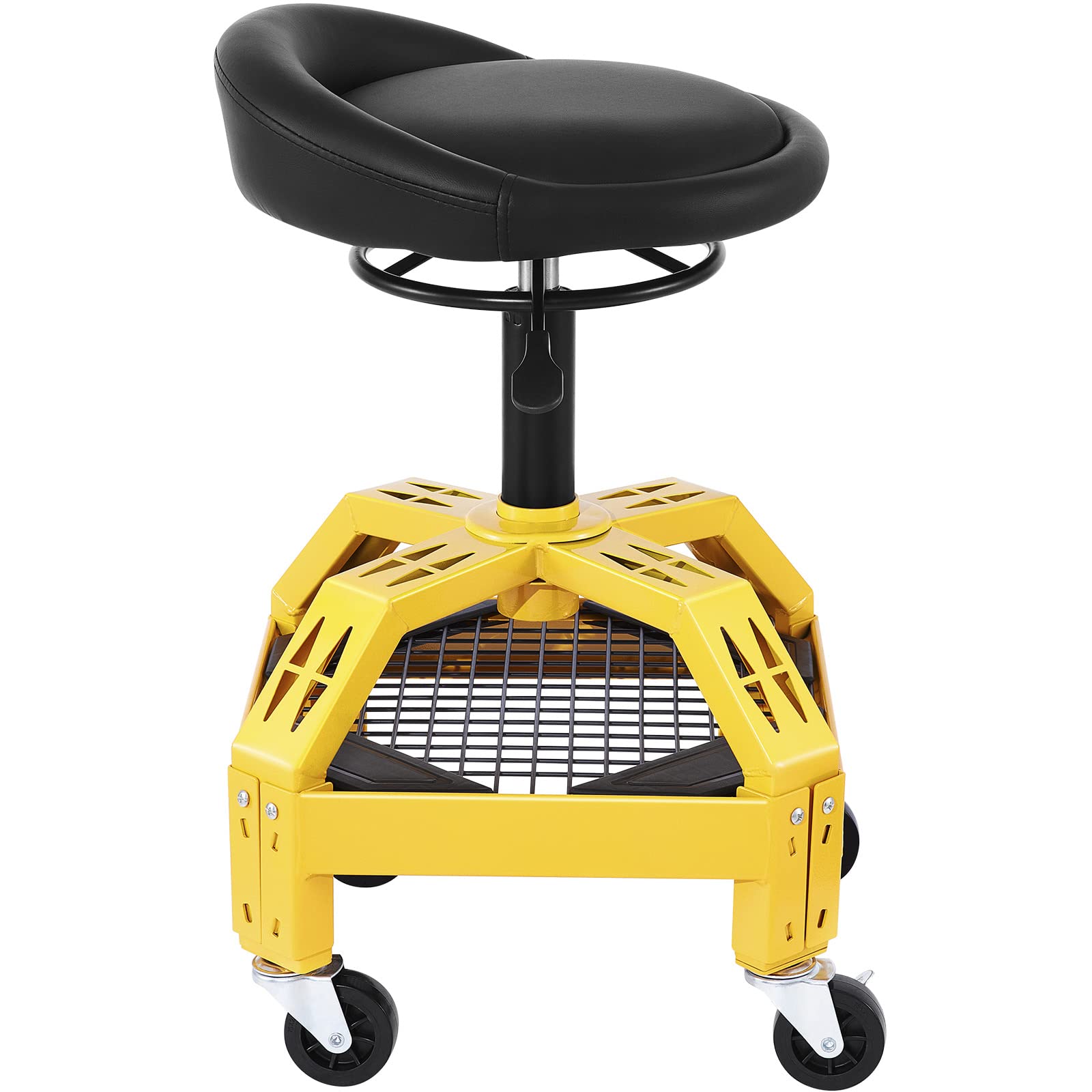 VEVOR Rolling Garage Stool, 300LBS Capacity, Adjustable Height from 24 in to 28.7 in, Mechanic Seat with 360-degree Swivel Wheels and Tool Tray, for - WoodArtSupply