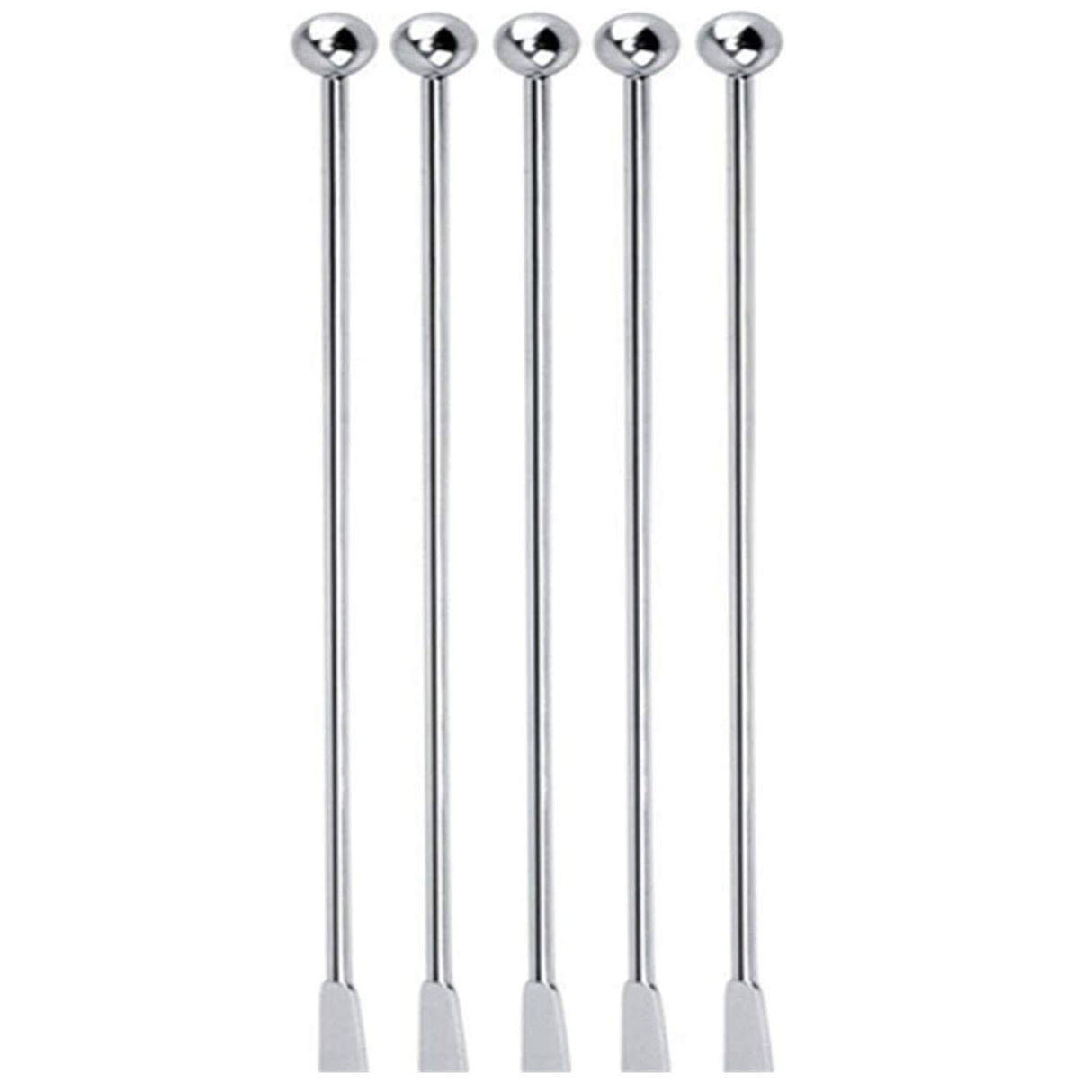 Jsdoin Stainless Steel Coffee Beverage Stirrers Stir Cocktail Drink Swizzle Stick with Small Rectangular Paddles (5 Silver) Jsdoin