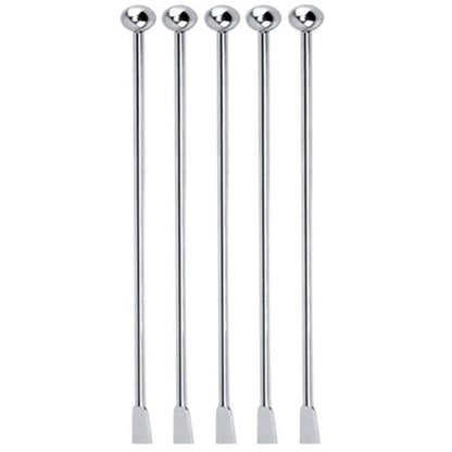 Jsdoin Stainless Steel Coffee Beverage Stirrers Stir Cocktail Drink Swizzle Stick with Small Rectangular Paddles (5 Silver) - WoodArtSupply