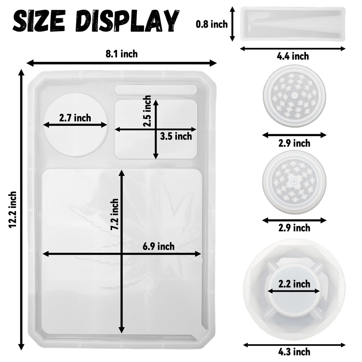 5 PCS Rolling Tray Mold for Resin Grinder Mold for Grind and Storage Large DIY Silicone Molds Kit for Epoxy Resin Casting Darunfa
