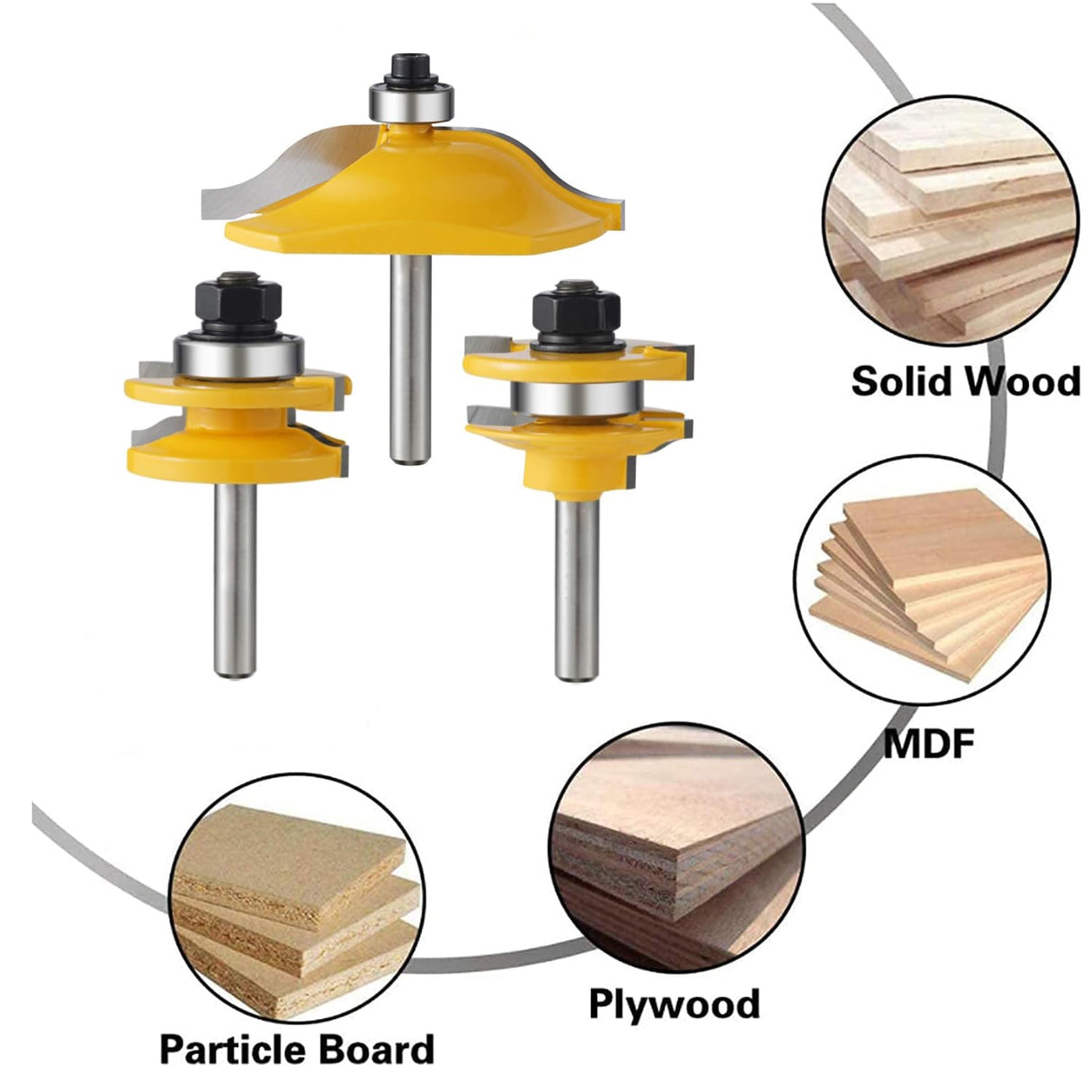 TOEVER 3PCS Router Bit Set, 1/4 Inch Shank Raised Panel Cabinet Door Making Router Bits, Ogee Rail and Stile Router Bit Set for Woodworking,CNC Wood TOEVER