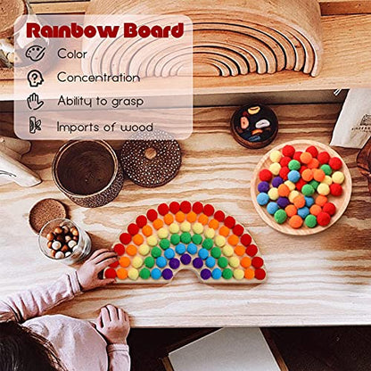 ibwaae Wooden Peg Board Beads Game Color Sorting Toys Counting Matching Game Bead Counting Fine Motor Skill Montessori Toys for Toddlers (Rainbow)