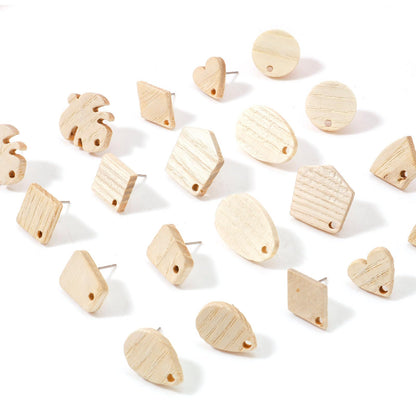 DoreenBeads 15 Pairs Ash Wood Stud Earrings Findings,White Circle Wooden Earring Posts with Earring Backs for Jewelry Making DIY Earring Making - WoodArtSupply