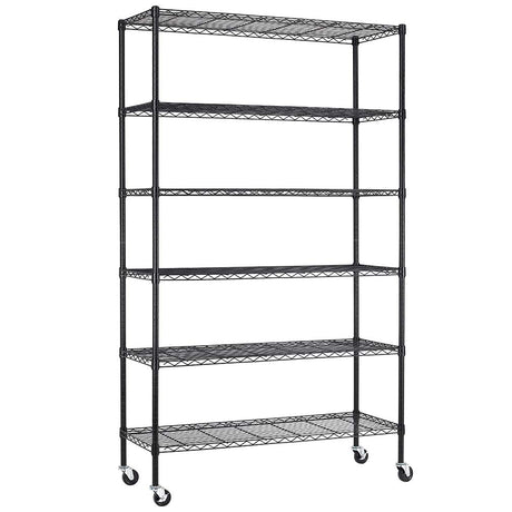 18x48x72 Inch Commercial Wire Shelving Unit with Wheels 6 Tier Heavy Duty Layer Rack Storage Metal Shelf Garage Organizer Wire Rack Shelving PayLessHere