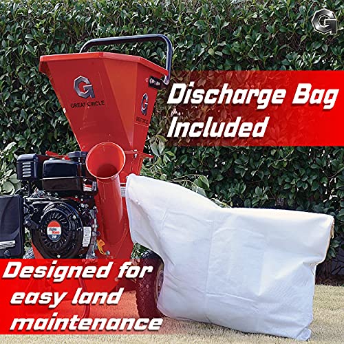 GreatCircleUSA Wood Chipper Shredder Mulcher Heavy Duty Gas Powered 3 in 1 Multi-Function 3" Inch Max Wood Diameter Capacity EPA/CARB Certified Aids G