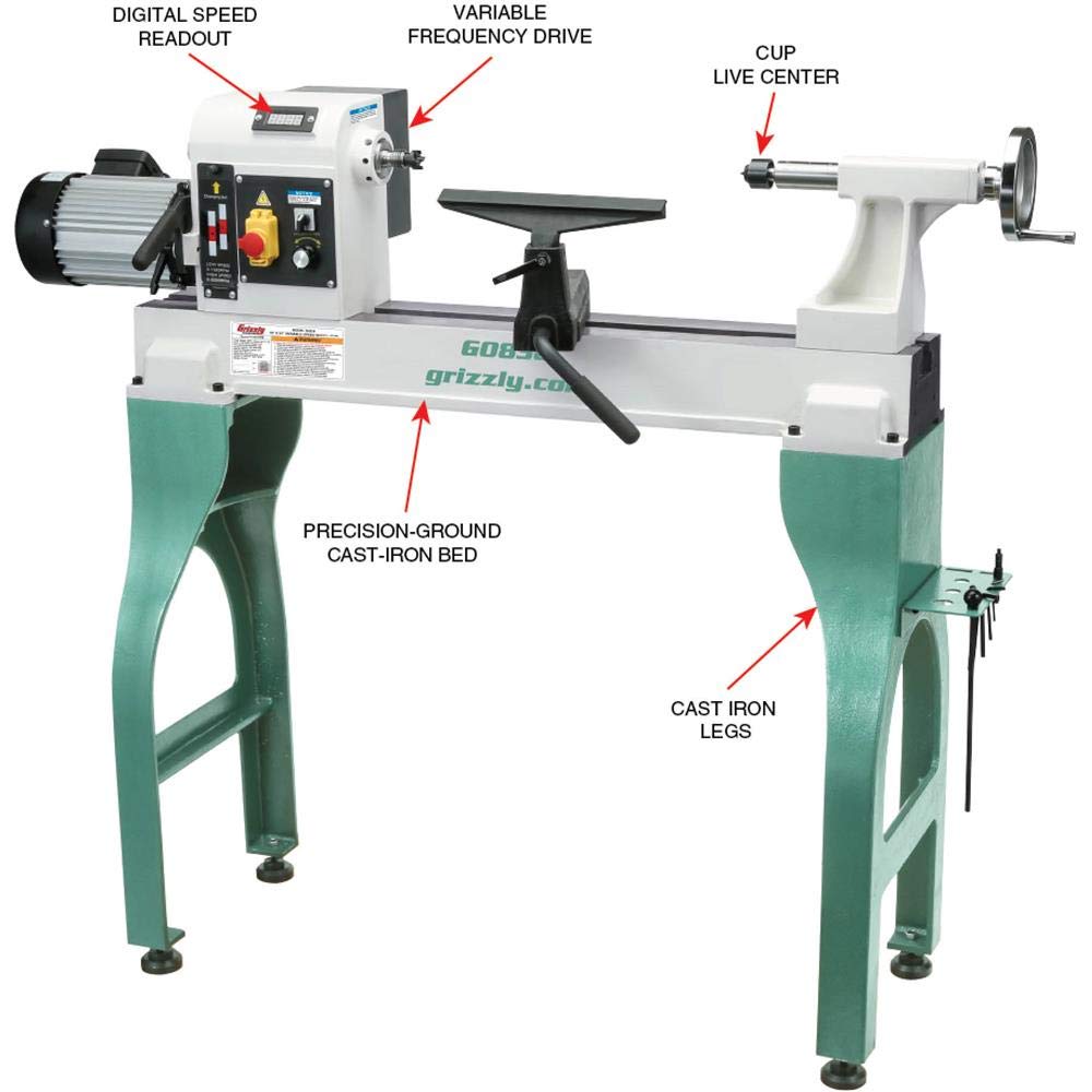 Grizzly Industrial G0838-16" x 24" Variable-Speed Wood Lathe - WoodArtSupply